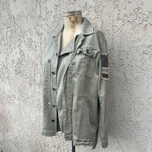 Free People Moss Green Cargo Button Down Jacket size Small